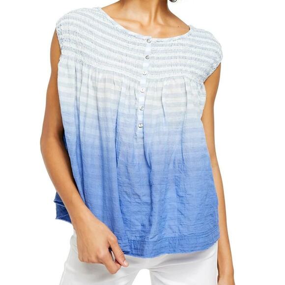 Free People Tops - Free People We The Free Little Bit of Something Ombre Oversized Smocked Blouse